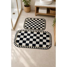 Dekoratif Dijital Baskılı 2 Li Set Banyo Paspası Kaymaz Tabanlı Klozet Takımı