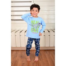Almira Anne Bebek Erkek Çocuk Dinazor Baskılı Uzun Kollu Pijama Takımı