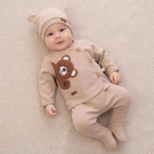 Almira Anne Bebek Erkek Bebek Ayıcık Baskılı Düğmeli 5 ' Li Zıbın Seti