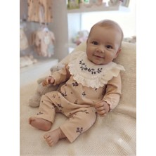 Almira Anne Bebek Kız Bebek Yakası Fistolu Çiçek Işlemeli Uzun Kol Tulum