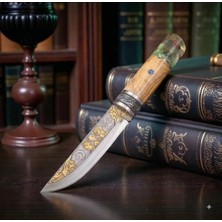 Böhler N690 Çelik Pukko Gravürlü ve Altın Detaylı Özel Tasarım Bıçak