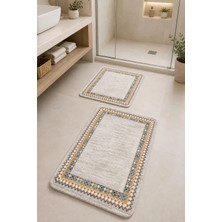 Dekoratif Dijital Baskılı 2 Li Set Banyo Paspası Kaymaz Tabanlı Klozet Takımı