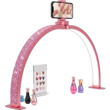 Cotton Soft Trled F-700A 70CM Pembe Elmas Desenli Katlanabilir Masaüstü Manikür ve Protez Tırnak Lambası
