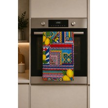 Dekoratif Mutfak Pamuklu Fırın Havlusu Özel Desenli Etnik Model 35X50 cm Yıkanabilir