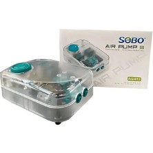Sobo AQ-013 Şeffaf Kasa Çift Çıkışlı Akvaryum Hava Motoru 4W (2x4 L/dk)