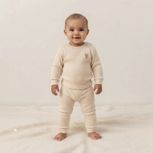 Almira Anne Bebek Erkek Bebek Fil Nakışlı Pamuklu Uzun Kollu Takım