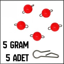 Fishack Uyguna-Yakala 5 Adet -5 Gram Uv Turuncu Mafsallı Kurşun-Hareketli Iğne KURŞUNU-1005ORG
