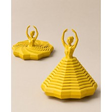 Kentex 3D Baskı Balerin Figürlü Fidget Oyuncak - Hareketli Optik Illüzyon Masa Dekoru-Sarı