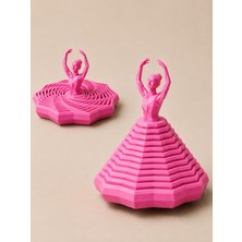 Kentex 3D Baskı Balerin Figürlü Fidget Oyuncak - Hareketli Optik Illüzyon Masa Dekoru-Pembe