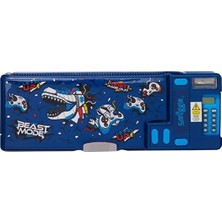 Smiggle Fly High Pop Out Pencil Case – Lacivert, Hesap Makineli Pop-Out Kalem Kutusu