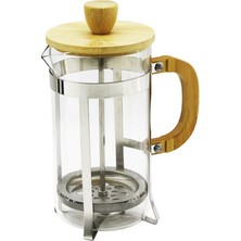 Vanch FRENCH PRESS METAL KAFES - BAMBU SAP BAMBU KAPAK 600ML CAM BİTKİ SÜZGEÇİ (5264)
