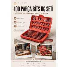 Transformacion 100 Parça Profesyonel Bits Uç Seti Krom Vanadyum Çelik Özel Güvenlik Tornavida Uç Takımı Matkap Uyumlu Manyetik Lokma Adaptörlü Akülü Vidalama Lokma Seti 723005