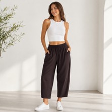 Kadın Tencel Mom Kalıp Pantolon