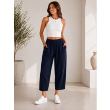 Kadın Tencel Mom Kalıp Pantolon