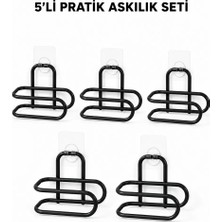 Nemere İthalat Siyah Metal Wc Kağıtlık Yapışkanlı Tuvalet Kağıdı Rulo Tutucu 5 Adet Avantajlı Set Nemere