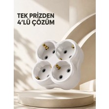 Nemere İthalat Kompakt 4’lü Priz Adaptörü Ev Ofis Için Kablosuz Priz Çoğaltma Aparatı Nemere Ithalat