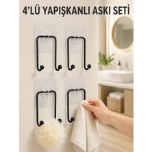 Nemere İthalat 4'lü Yapışkanlı Askı Seti Mutfak Banyo ve Ev Için Duvar Askısı Nemere Ithalat