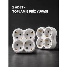 Nemere İthalat Duvar Tipi 4 Çıkışlı Priz Çoğaltıcı Kablosuz Kompakt Tasarım 2 Adet Nemere Ithalat