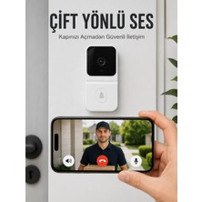 MidasTech Wi-Fi Beyaz Görüntülü Kapı Zili  Hd Kamera, Gece Görüşü ve Çift Yönlü Konuşma Özellikl