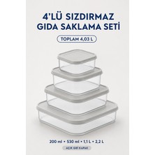 Nuaen 4’lü Sızdırmaz Gıda Saklama Kabı Seti 200 ml 530 ml 1,1 L 2,2 L