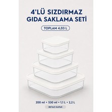 Nuaen 4’lü Sızdırmaz Gıda Saklama Kabı Seti 200 ml 530 ml 1,1 L 2,2 L