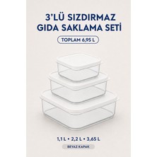 Nuaen 3’lü Sızdırmaz Gıda Saklama Kabı Seti 1,1 L 2,2 L 3,65 L