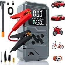 Cm Store Ally ST-9654 Taşınabilir Göstergeli Araç Lastik Şişirme ve Starter Akü Takviye SETI-(5775)