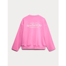 Marks & Spencer Pamuk Karışımlı New York City Baskılı Sweatshirt (6-16 Yaş)