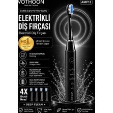 Evimdeyokyok Şarjlı Diş Fırçası 15000 Vpm Titreşim Gücü, 500MAH Batarya, 5 Temizlik Modu Siyah