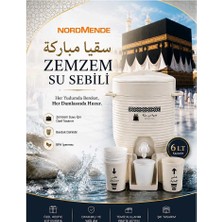 Evimdeyokyok Zemzem Su Sebili 6 Lt | Kabe Temalı Zemzemlik | Bardaklıklı Hac Umre Hediyelik Sebil