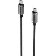 1001 Knıt Glam 60W Hızlı Şarj Destekli, Type-C To Type-C Şarj ve Data Aktarım Kablosu, 1 Metre, Siya