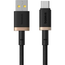 1001 Dura Series Usb-A To Usb-C Hızlı Şarj ve Veri Kablosu, 60 W, 1 M, Siyah-Altın, Android Uyumlu, T