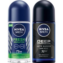 1001 Men Fresh Sensation Roll On Deodorant 50 Ml,72 Saat Anti-Perspirant Koruma ve Nıvea Men Erkek Roll O