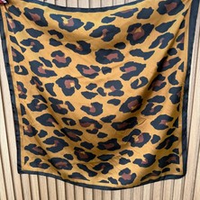Nes Design Kahverengi Leopar Desenli Fular (70X70)