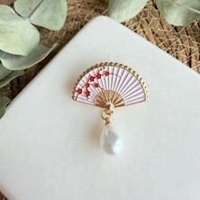 Nes Design Inci Sallantılı Pembe Yelpaze Broş