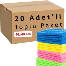 1001 Toplu Paket 20-Adet Mikrofiber Bez Seti Karışık Renk, 40X40 cm 160 Gsm Emici Tüylenmez Çabuk Ku