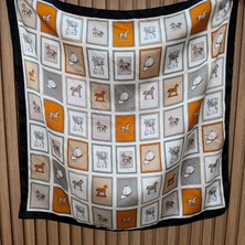 Nes Design Çerçeve At Çizimli Fular (70X70)