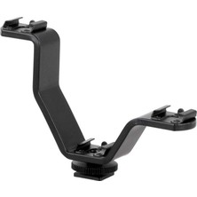 1001 Dslr Için V Bracket Üç Girişli Flaş, Led, Mikrofon Tutucu Ufak
