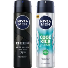 1001 Men Erkek Sprey Deodorant Deep Dimension 48 Saat Anti-Perspirant Koruma, 150 Ml, Erkeksi Koku + Nıve