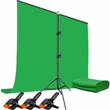 1001 Green Screen Chromakey Greenbox Yeşil Fon Perde (1.5x2 M) + Tek Ayaklı Fon Standı,3 Mandal,youtub