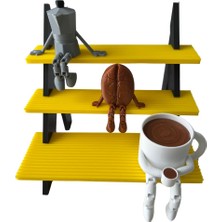 1001 Kahve Dekoratif Biblo Seti, 3 Parça, Moka Pot, Kahve Çekirdeği ve Fincan, Masaüstü Süs