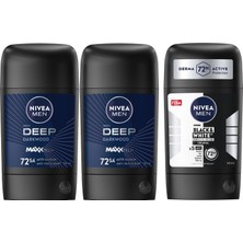 1001 Men Erkek Stick Deodorant Black&white Invisible Original 48 Saat Anti-Perspirant Koruma, 50 ml + Nıv