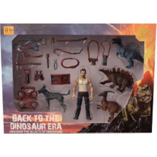 1001 Erkek Figürlü 3 Dinozorlu ve Aksesuarlı Oyun Seti