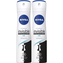 1001 Kadın Sprey Deodorant Black&white Invisible Pure 150ML, 72 Saat Anti-Perspirant Ter Koruması, X2 A