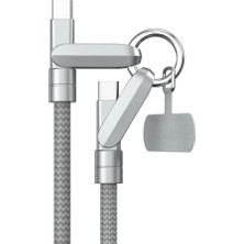1001 60W Pd Hızlı Şarj Kablosu Usb-C To Usb-C Boyun Askılı Şarj Kablosu Örgülü Type-C Veri Aktar