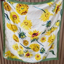 Nes Design Papatya Desenli Fular (70X70)