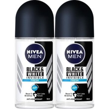 1001 Men Erkek Roll On Deodorant Black&white Invisible Fresh, Ter ve Ter Kokusuna Karşı 48 Saat Anti-Pe