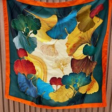 Nes Design Yaprak Desenli Fular (70X70)