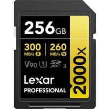 1001 256GB Profesyonel 2000X Sdxc Hafıza Kartı, Uhs-Iı, C10, U3, V90, Full-Hd ve 8k Video, 300MB/S'YE K