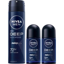 1001 Men Erkek Sprey Deodorant Deep Dimension 150 ml + Nıvea Men Erkek Roll On Deodorant Deep Dimension 5